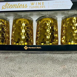 Stemless wine tumblers - gold -12 oz